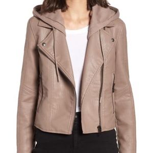 BLANKNYC faux leather moto jacket hood removes XXL